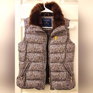 U.S. Polo Assn. Brown puff women's faux fur collar vest size S